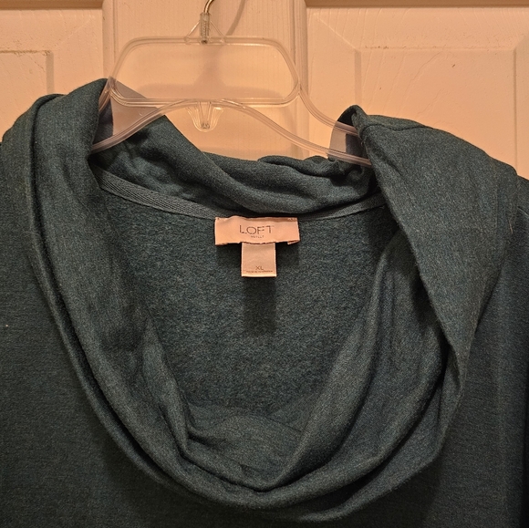 NWT LOFT Outlet Long-sleeved Teal Cowl Neck Dress - XL - Picture 2 of 6